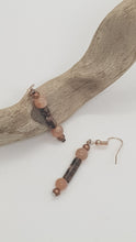 Load image into Gallery viewer, Rose Gold Rhodonite Sunstone Gemstone Beaded Earrings
