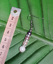 Load image into Gallery viewer, Silver Rhinestone Rondelle Pastel Pearl Beaded Earrings
