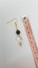 Load image into Gallery viewer, Gold Black Faceted Crystal Faceted Bead Earrings &amp; Dangle Pendant Set
