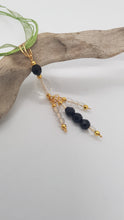 Load image into Gallery viewer, Gold Black Faceted Crystal Faceted Bead Earrings &amp; Dangle Pendant Set
