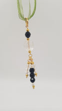 Load image into Gallery viewer, Gold Black Faceted Crystal Faceted Bead Earrings &amp; Dangle Pendant Set
