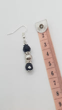 Load image into Gallery viewer, Silver Black Faceted Rhinestone Rondelle Earrings
