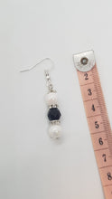 Load image into Gallery viewer, Silver Rhinestone Faceted Black Crystal Pearl Beaded Earrings
