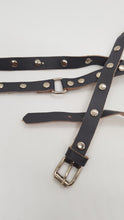 Load image into Gallery viewer, Original Vintage 80&#39;s Grey Leather Studded Wrap Around Belt
