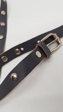 Load image into Gallery viewer, Original Vintage 80&#39;s Grey Leather Studded Wrap Around Belt
