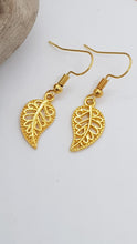 Load image into Gallery viewer, Gold Leaf Charm Earrings
