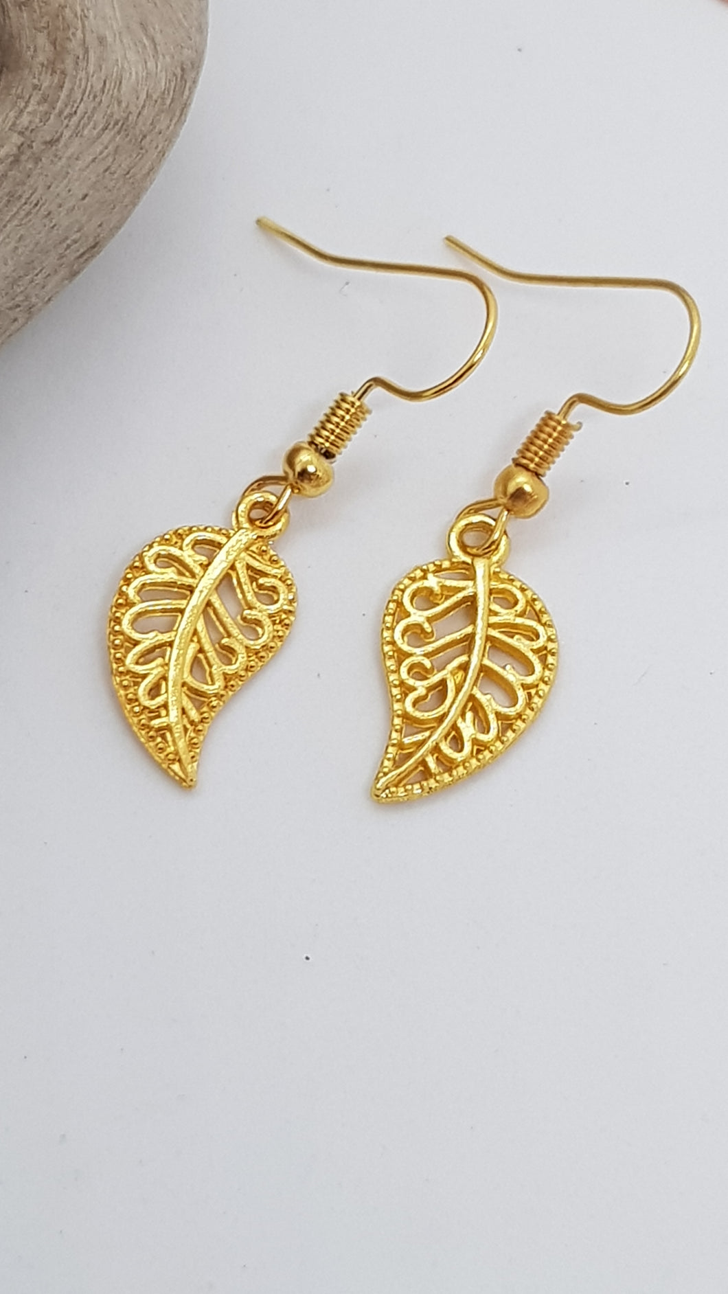 Gold Leaf Charm Earrings