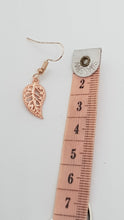 Load image into Gallery viewer, Rose Gold Leaf Charm Earrings
