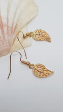 Load image into Gallery viewer, Light Gold Leaf Charm Earrings
