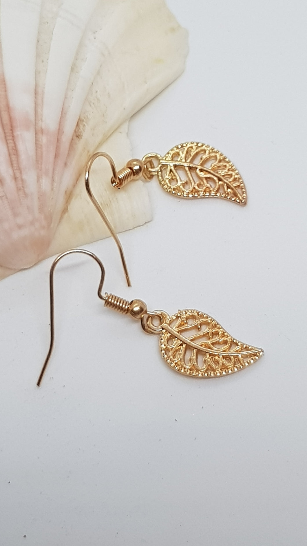 Light Gold Leaf Charm Earrings