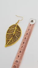 Load image into Gallery viewer, Large Gold Leaf Charm Earrings
