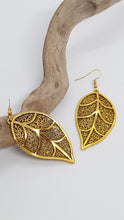 Load image into Gallery viewer, Large Gold Leaf Charm Earrings
