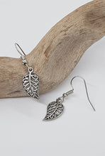 Load image into Gallery viewer, Silver Leaf Charm Earrings
