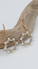 Load image into Gallery viewer, Rose Gold Sparkly Rhinestone &amp; Pearl Star Charm Earrings
