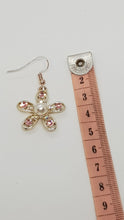 Load image into Gallery viewer, Rose Gold Sparkly Pink Rhinestone &amp; Pearl Flower Charm Earrings
