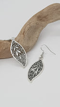 Load image into Gallery viewer, Silver Boho Leaf Charm Earrings
