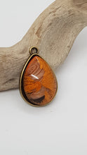 Load image into Gallery viewer, Antique Copper Teardrop Bezel Sparkly Gold &amp; White Resin Cabochon Pendant
