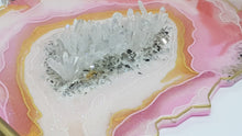 Load image into Gallery viewer, Pink &amp; Gold Crystal Geode Dressing Table Jewellery Tray
