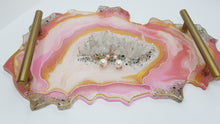 Load image into Gallery viewer, Pink &amp; Gold Crystal Geode Dressing Table Jewellery Tray
