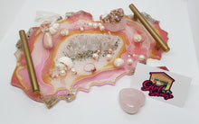 Load image into Gallery viewer, Pink &amp; Gold Crystal Geode Dressing Table Jewellery Tray
