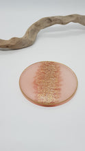 Load image into Gallery viewer, Set of 6 x Golden Sparkle Pink Glitter Resin Coasters
