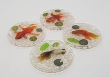 Load image into Gallery viewer, Set of 4 x White 3D Goldfish Resin Coasters
