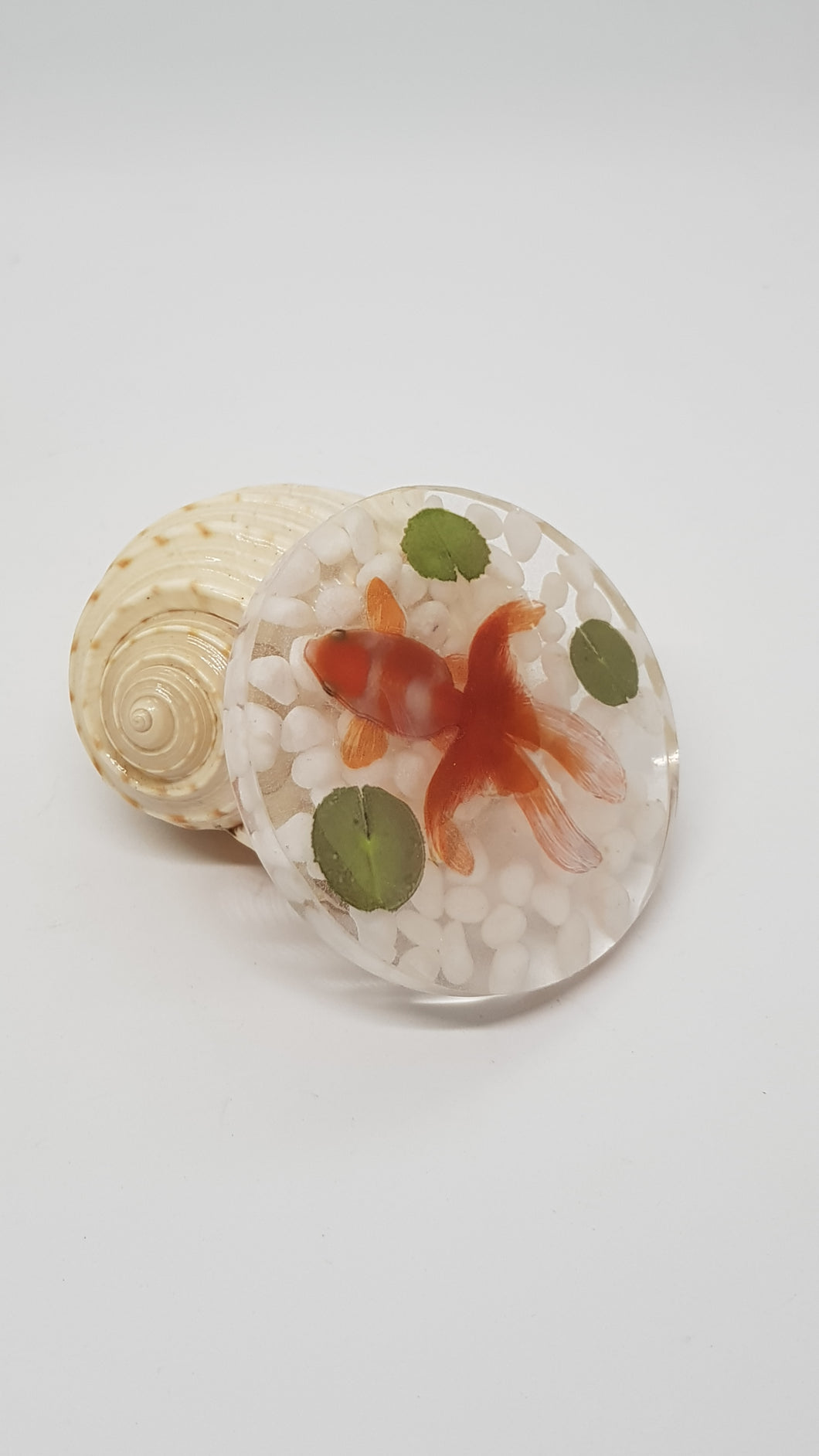 Set of 4 x White 3D Goldfish Resin Coasters