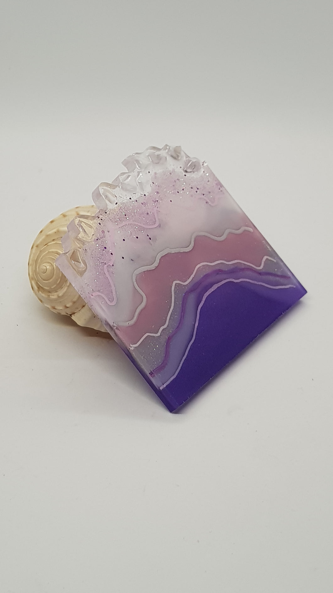 Set of 4 x Purple Pink White Crystal Geode Resin Coasters