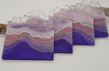 Load image into Gallery viewer, Set of 4 x Purple Pink White Crystal Geode Resin Coasters
