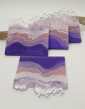 Load image into Gallery viewer, Set of 4 x Purple Pink White Crystal Geode Resin Coasters
