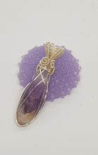 Load image into Gallery viewer, Silver Reversible Caged Amethyst Crystal Pendant
