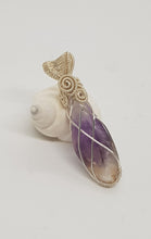 Load image into Gallery viewer, Silver Reversible Caged Amethyst Crystal Pendant
