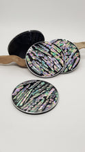 Load image into Gallery viewer, Set of 4 x Black &amp; Silver Mother Of Pearl Resin Coasters
