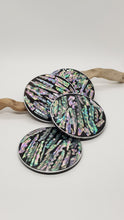 Load image into Gallery viewer, Set of 4 x Black &amp; Silver Mother Of Pearl Resin Coasters
