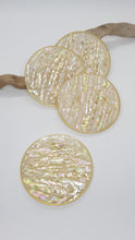 Load image into Gallery viewer, Set of 4 x White &amp; Gold Mother Of Pearl Resin Coasters
