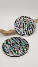 Load image into Gallery viewer, Set of 4 x Black &amp; Silver Mother Of Pearl Resin Coasters
