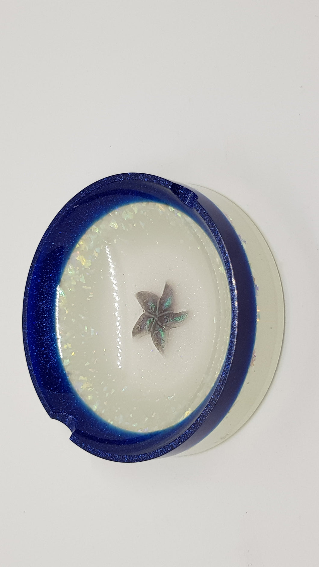 Electric Blue Super Sparkle Starfish Resin Ashtray