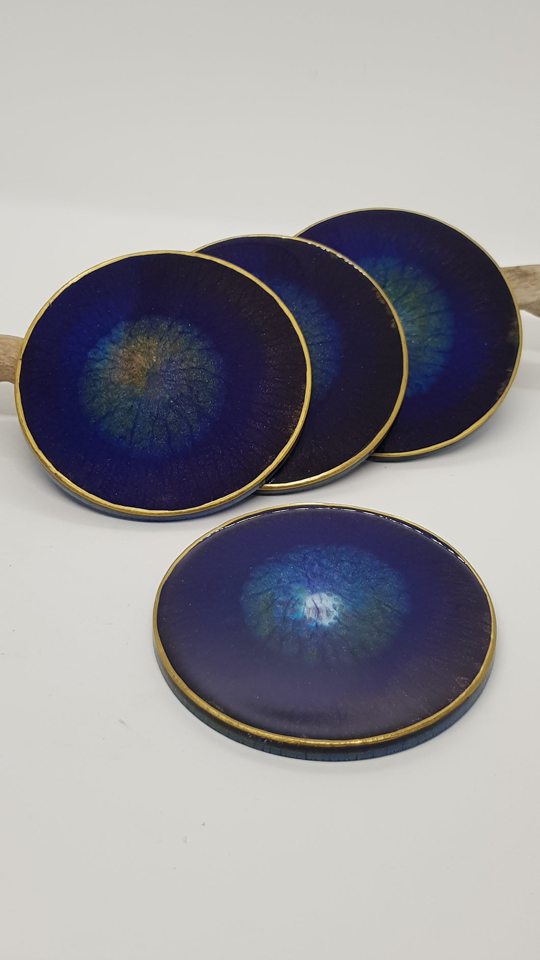 Gold Peacock Feather Resin Coaster Sets