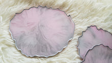 Load image into Gallery viewer, Pink &amp; Silver Marble Geode Resin Coasters
