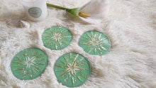 Load image into Gallery viewer, Peppermint Mother Of Pearl Cowrie Shell Resin Coasters
