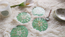 Load image into Gallery viewer, Peppermint Mother Of Pearl Cowrie Shell Resin Coasters
