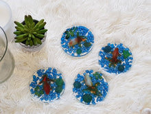 Load image into Gallery viewer, Set of 4 x Blue 3D Goldfish Resin Coasters
