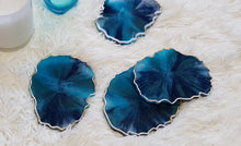 Load image into Gallery viewer, Blue &amp; Gold Marble Geode Resin Coasters
