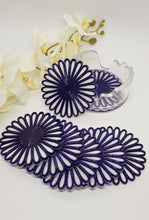 Load image into Gallery viewer, Violet Glitter Daisy Resin Coasters &amp; Coaster Holder Set
