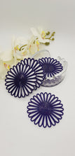 Load image into Gallery viewer, Violet Glitter Daisy Resin Coasters &amp; Coaster Holder Set
