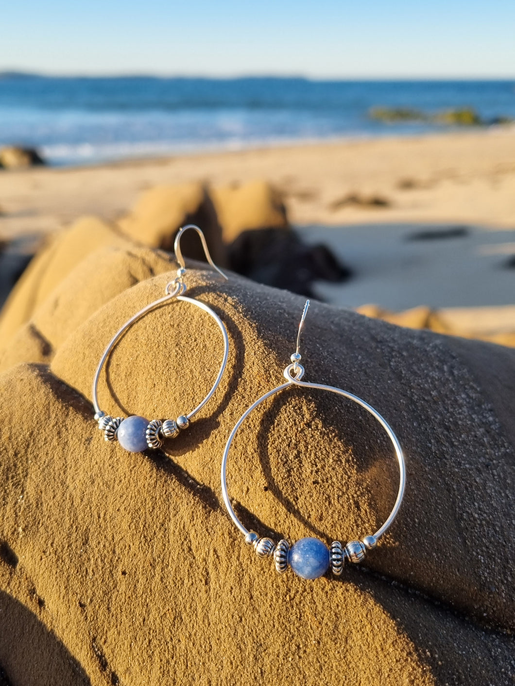 'Tonna' Gemstone Bead Hoop Earrings