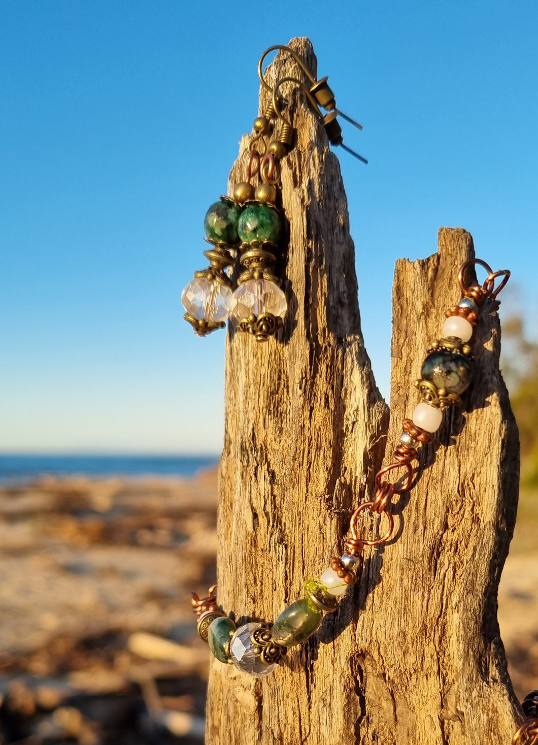 'Natica' Gemstone Bead Earring & Bracelet Set