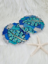 Load image into Gallery viewer, Hand Painted Monstera Leaf Geode Resin Coasters
