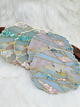 Load image into Gallery viewer, Hand Painted Washi Tape &amp; Glitter Geode Resin Coasters
