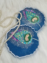 Load image into Gallery viewer, Peacock Feather Geode Resin Coasters
